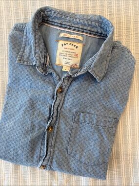 Fat Face Size L Light Blue Casual Button-Down Shirt